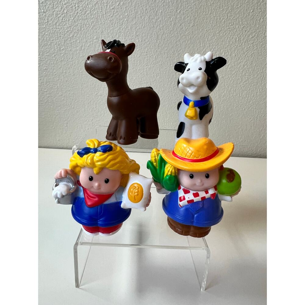 Fisher-Price Little People Farmers Set of 4 Girl Boy Brown Horse Cow Toy